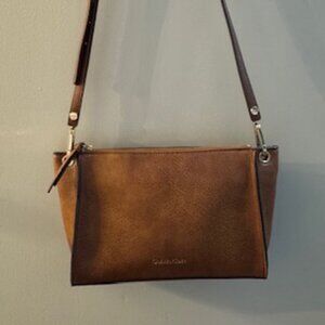 Calvin Klein Brown Leather purse with long strap